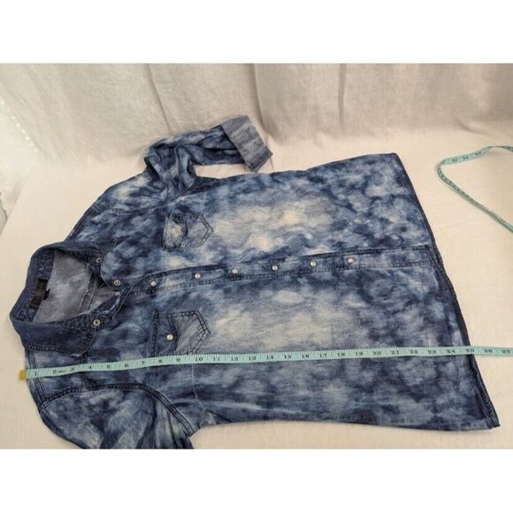 Fire Los Angeles womens M distressed bleached denim long sleeve snap shirt T11 - Picture 8 of 8
